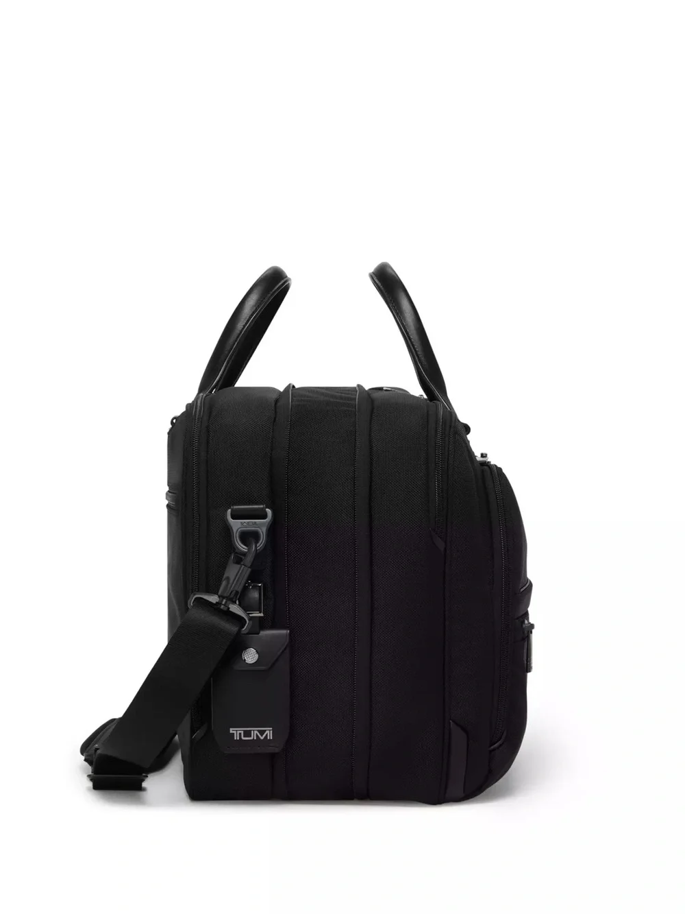 Tumi Black Nylon Briefcase with Leather Trim and Shoulder Strap
